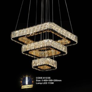 Đèn treo pha lê Slister Ø400+300+200mm - LED 115W - 3 CĐ