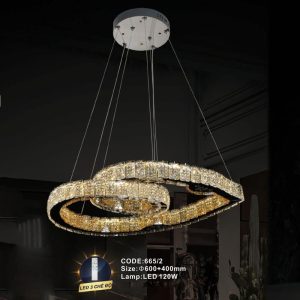 Đèn treo pha lê Slister Ø600+400mm - LED 120W - 3 CĐ