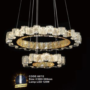 Đèn treo pha lê Slister Ø500+300mm - LED 120W - 3 CĐ