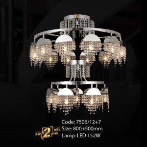 Đèn chùm pha lê Slister 800+500mm Led 152W