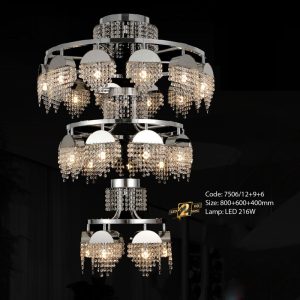 Đèn chùm pha lê Slister 800+600+400mm Led 216W