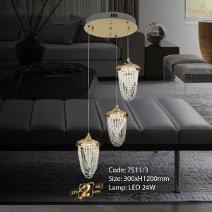 Đèn treo pha lê Slister 300*H1200mm Led 24W