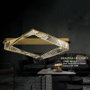 Đèn gắn trần pha lê Slister 580*520*H120mm - LED 28W - 3 CĐ