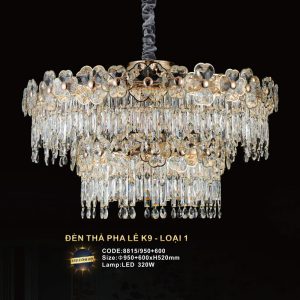 Đèn treo pha lê Slister Ø950+600*H520mm - LED 320W - 3 CĐ