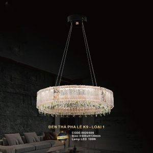 Đèn treo pha lê Slister Ø600*H130mm - LED 100W - 3 CĐ