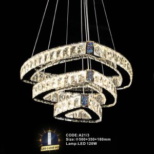 Đèn treo pha lê Slister Ø500+350+180mm - LED 120W - 3 CĐ