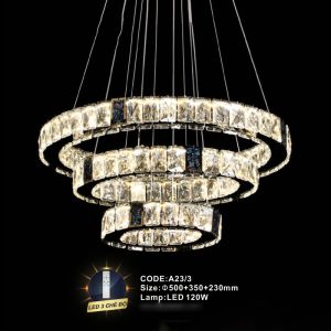 Đèn treo pha lê Slister Ø500+350+230mm - LED 120W - 3 CĐ