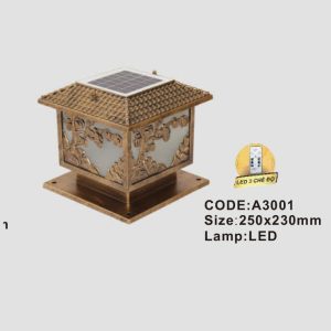 Đèn trụ cổng năng lượng mặt trời Slister 250*230mm - LED 3 CĐ