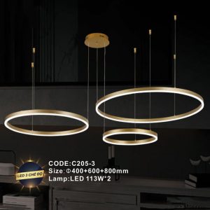 Đèn treo trang trí Slister Ø400+600+800mm - LED 113W*2 - 3 CĐ