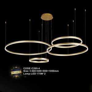Đèn treo trang trí Slister Ø400+600+800+1000mm - LED 175W*2 - 3 CĐ