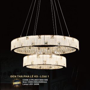 Đèn treo pha lê Slister Ø800+500*H260mm - LED 240W - 3 CĐ