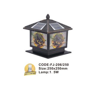 Đèn trụ cổng năng lượng mặt trời Slister FJ-206 - LED 3 CĐ