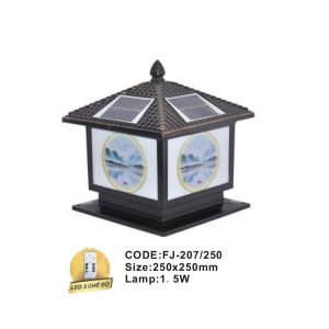 Đèn trụ cổng năng lượng mặt trời Slister FJ-207 - LED 3 CĐ