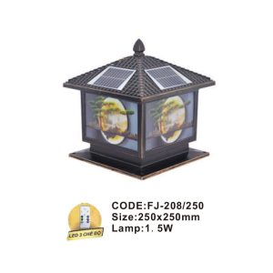 Đèn trụ cổng năng lượng mặt trời Slister FJ-208 - LED 3 CĐ