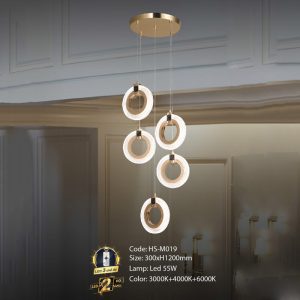 Đèn treo trang trí Slister 300*H1200mm - Led 55W Color: 3000K+4000K+6000K