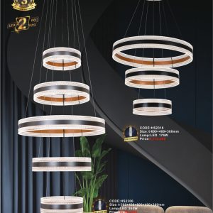 Đèn treo trang trí Slister Ø300+400+600+400+300mm - LED 265W - 3 CĐ